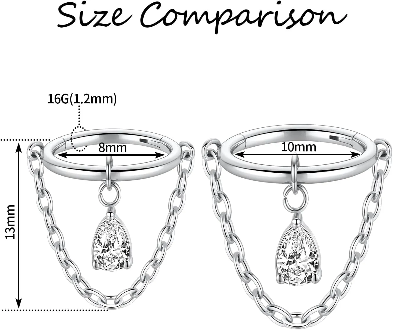 PEAKLINK Dangle Nose Ring Septum Piercing Jewelry 16G Septum Rings Surgical Steel Seamless Clicker Ring Dangly Nose Hoop Ring Daith Earrings Helix Rook Tragus Conch Jewelry Conch Earring