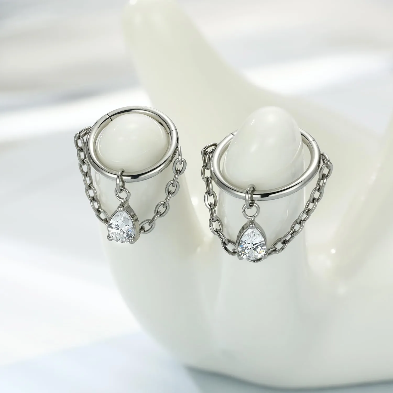 PEAKLINK Dangle Nose Ring Septum Piercing Jewelry 16G Septum Rings Surgical Steel Seamless Clicker Ring Dangly Nose Hoop Ring Daith Earrings Helix Rook Tragus Conch Jewelry Conch Earring