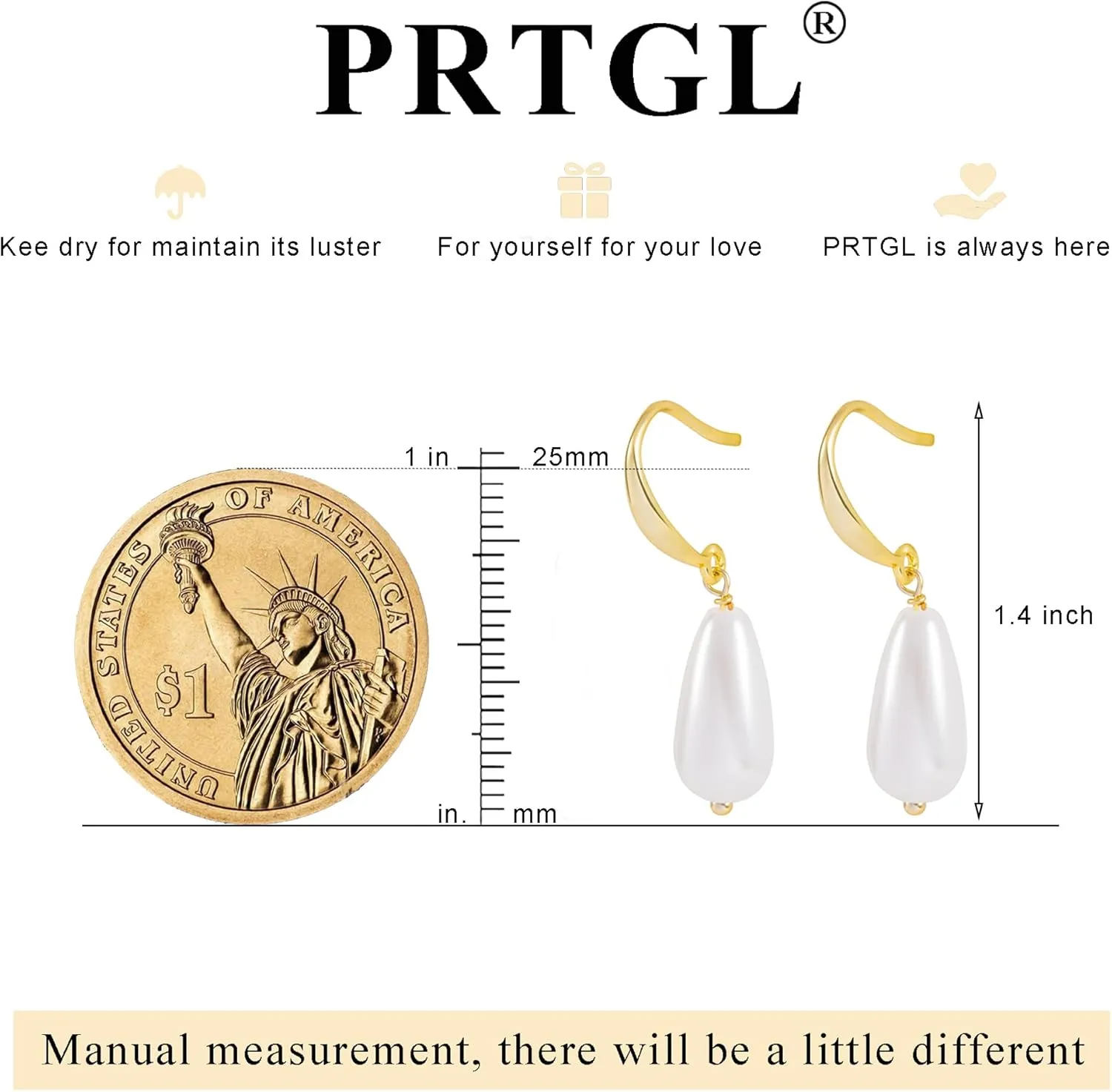 Pearl Earrings: 14k Gold-plated Dainty Pearl Drop Dangle Huggie Hoop Earrings for Women