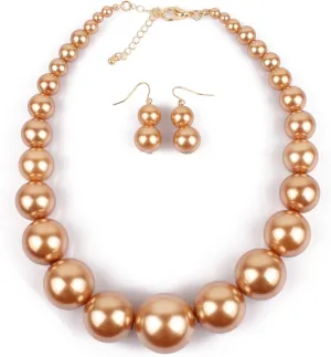 Pearl Necklace and Earring Set for Women Pearl Jewelry Set Chunky Pearl Choker Necklace Faux Large Pearl Collar Necklace Brides Wedding Jewelry for Women