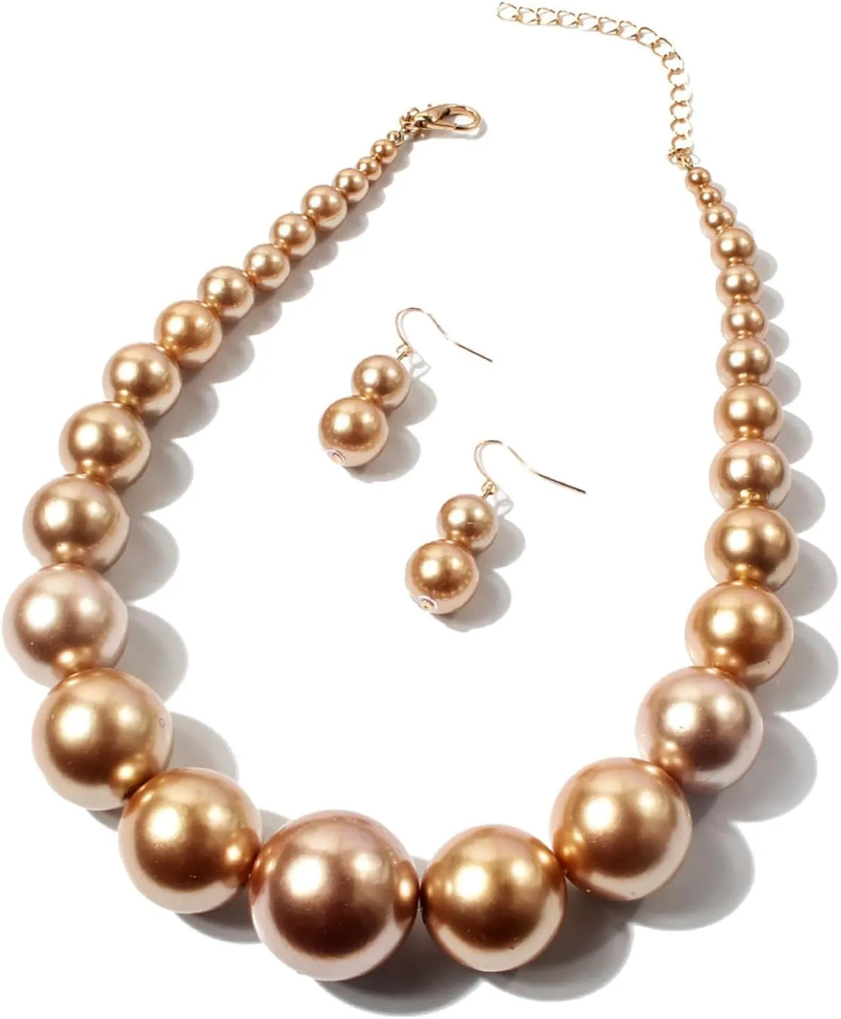 Pearl Necklace and Earring Set for Women Pearl Jewelry Set Chunky Pearl Choker Necklace Faux Large Pearl Collar Necklace Brides Wedding Jewelry for Women