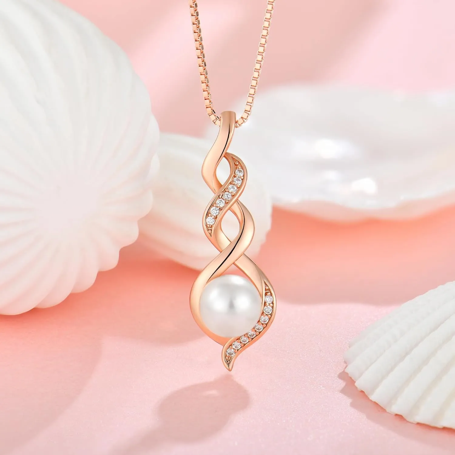 Pearl Necklace for Women 925 Sterling Silver Pearl Pendant Necklace Dainty Single Real Pearl Necklace Birthday Anniversary Jewelry Gifts for Wife Her