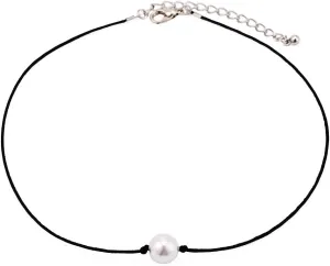 Pearl Necklace Single Pearl Choker Necklace for Women Leather Cord Choker for Teen Girls Handmade Choker Jewelry Gift