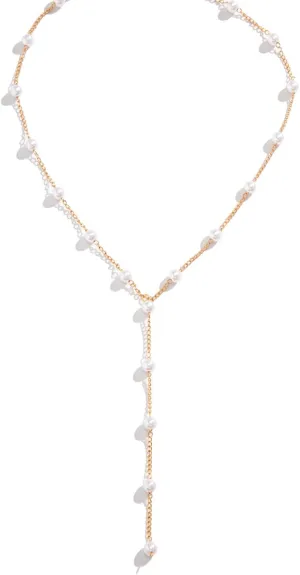 Pearl Necklaces for Women - 14k Gold Simple Gold Pearl Necklace Everyday Minimalist Necklaces Plated Dainty Pearl Necklace for Women 16" 2"