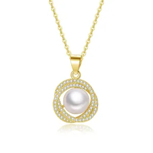 Pearl Necklaces for Women, Dainty Cute Freshwater Pearl Necklace for Women and Teen Girls Handmade Pearl Chain Necklace Everyday Jewelry Gift 14K Gold Plated