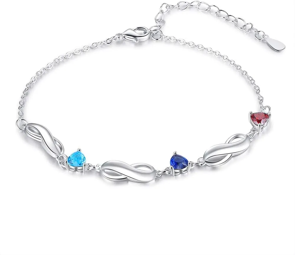 Personalized Bracelets for Women with 1-7 Birthstones Customize Names Mother Silver Bracelets for Mothers Day Gifts Jewelry Mother Daughter Bracelets