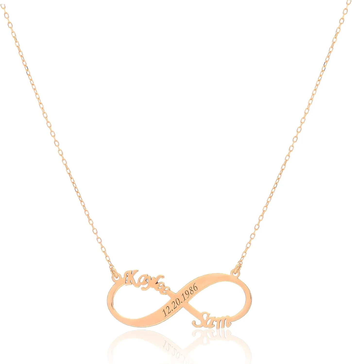 Personalized Infinity Custom Necklace  925 Sterling Silver Infinity Necklace with 2 Names  Custom Nameplate Jewelry Gift for Women, Couples, Friends, or Family