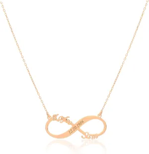 Personalized Infinity Custom Necklace  925 Sterling Silver Infinity Necklace with 2 Names  Custom Nameplate Jewelry Gift for Women, Couples, Friends, or Family
