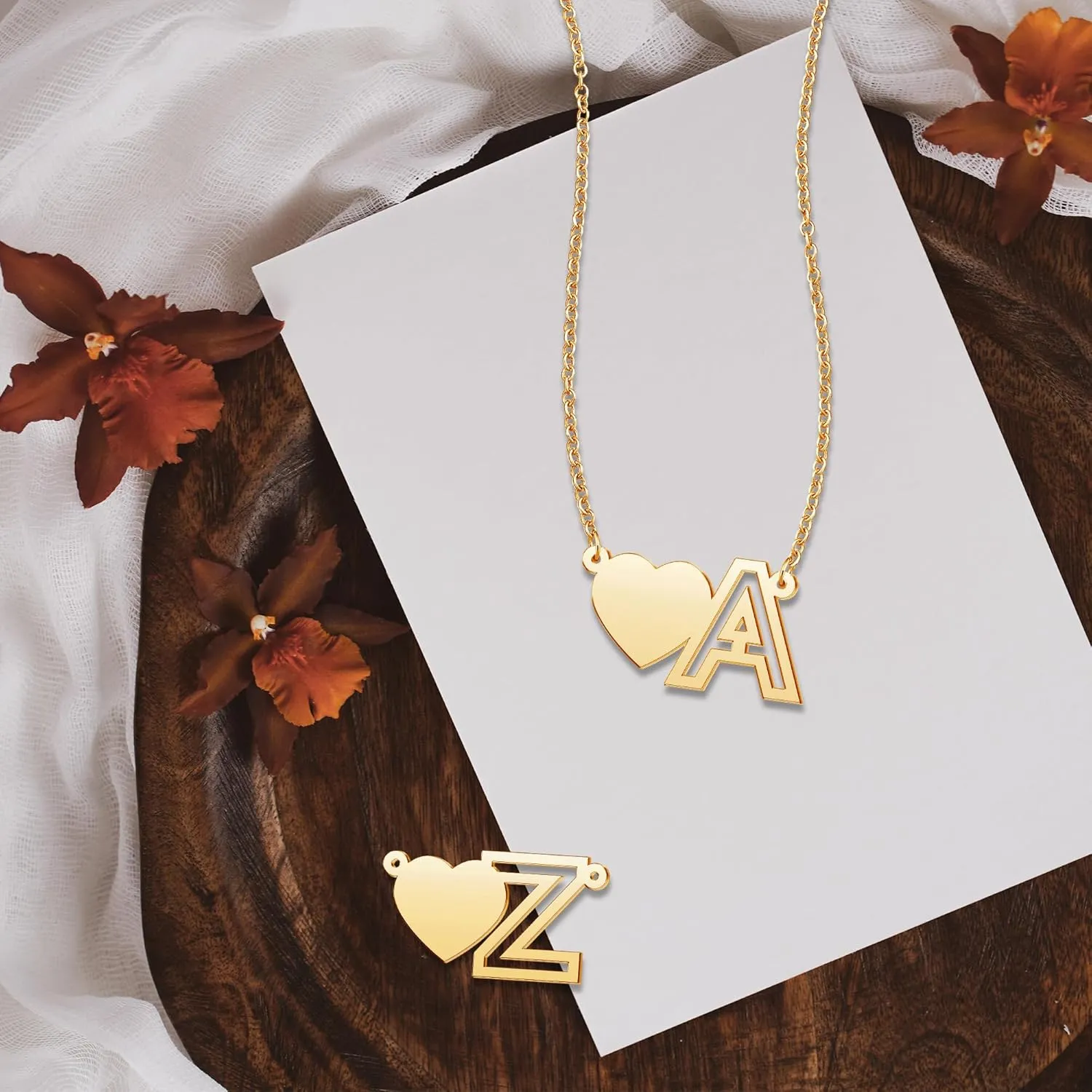 Personalized Initial Necklaces for Women,Dainty Gold Letter Heart Necklace 14k Gold Plated Simple Custom Name Choker Pendant Necklaces for Teen