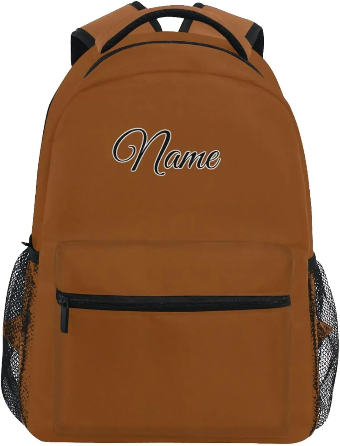 Pfrewn 16" Personalized Name Backpacks Custom Saddle Brown Bookbag School Backpack for Boys Girls