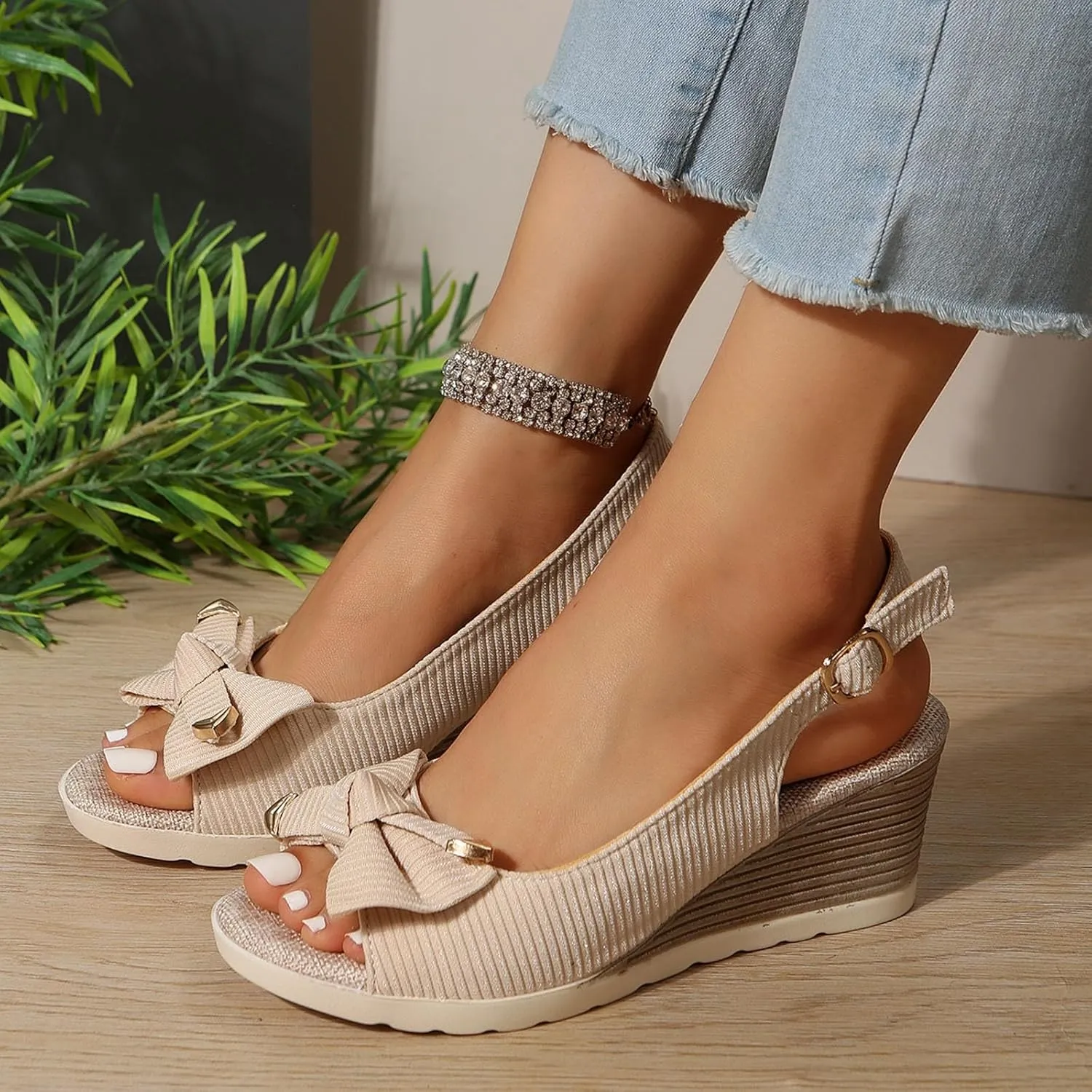 Platform Wedge Sandals for Women 2025, Womens Open Toe Buckle Ankle Strap Dressy Summer Platform Wedge Sandals, Ladies Comfortable Wedding Party Dress Shoe Wide Width Orthopedic Shoes
