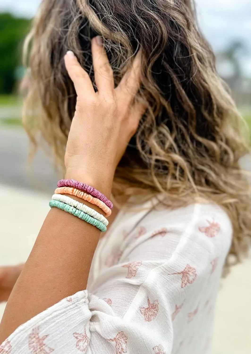POTESSA Healing Stone Beaded Bracelets for Women Semi-Precious Gemstones Bracelets Pearl Beaded Bracelet Adjustable Strand Bracelets 6MM