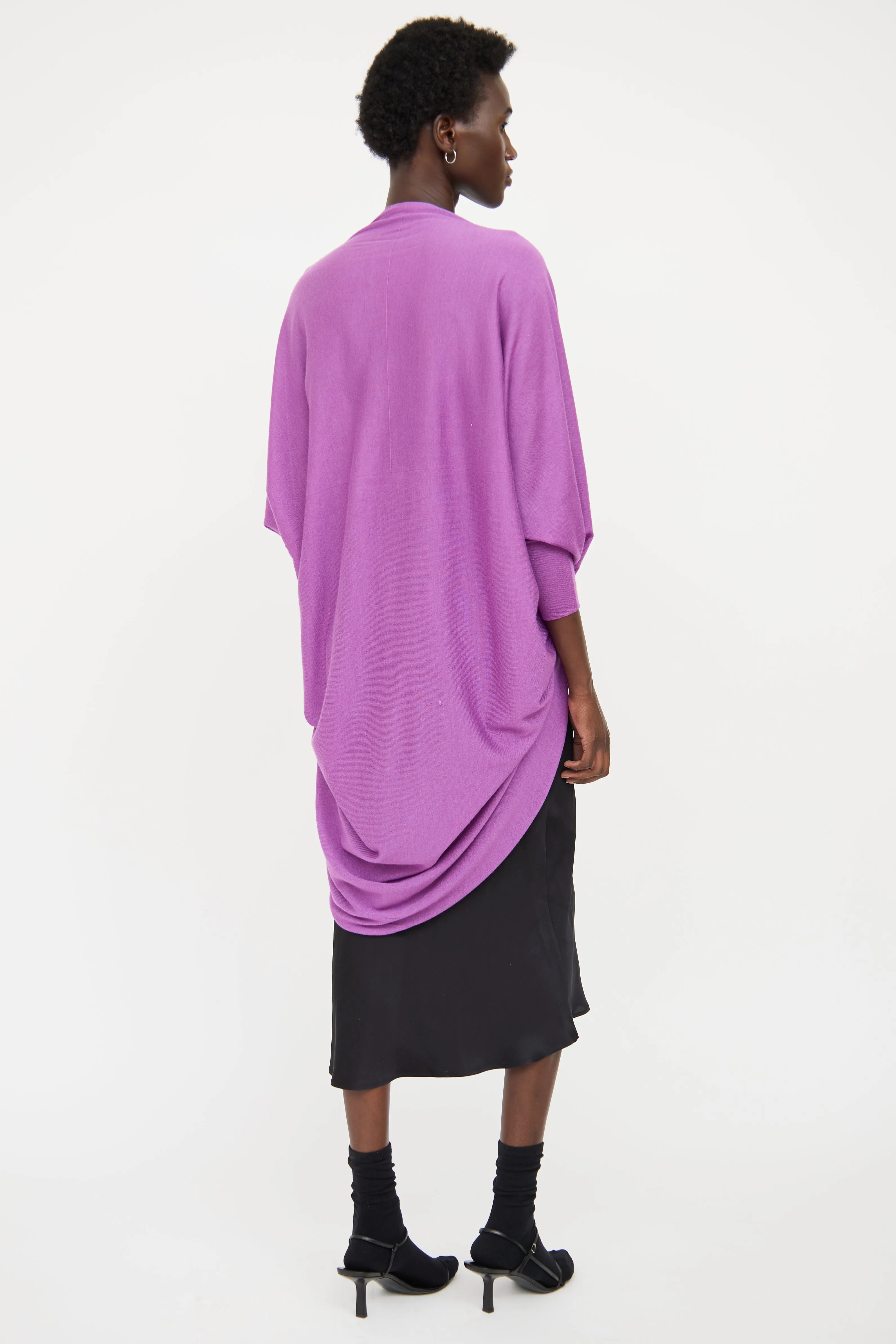 Purple Cashmere Draped Cardigan