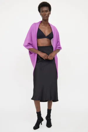 Purple Cashmere Draped Cardigan