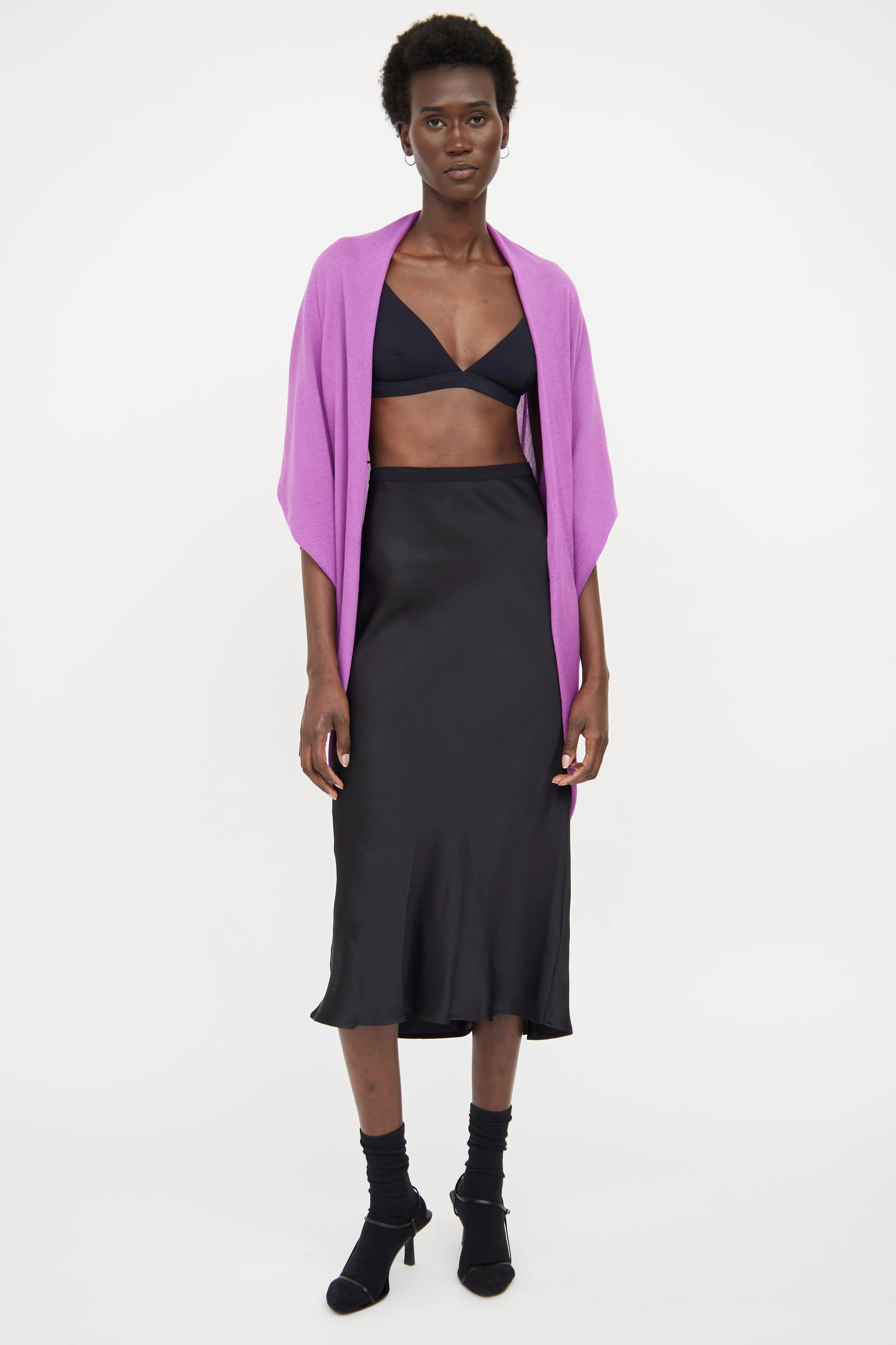 Purple Cashmere Draped Cardigan