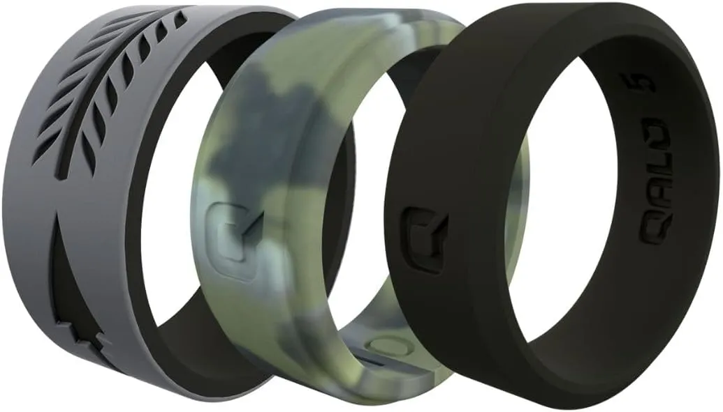 QALO Men's Rubber Silicone Ring Gift Set, Comfort Fit, Silicone Rubber Wedding Band Set, Breathable, Durable Wedding Ring for Men, Multi Colors