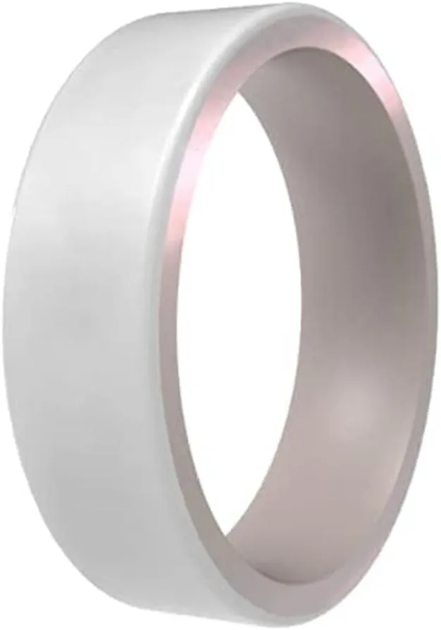QALO Women's Rubber Silicone Ring, Switch Cosmic Holographic Reversible Rubber Wedding Band, Breathable, Durable Engagement Silicone Ring, Multi Colors