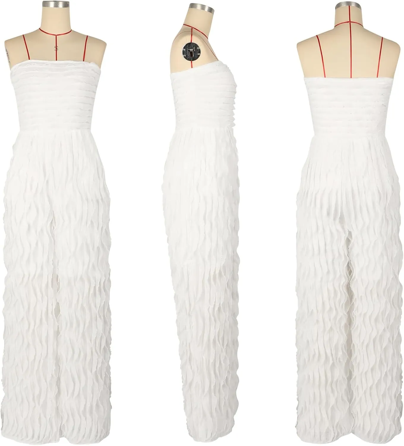 Qikaka Women's Off Shoulder Ribbed Ruffles Bodycon Wide Leg sexy Nightclub Party Jumpsuit Rompers