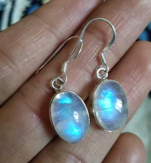Rainbow Moonstone Earring, 925 Sterling Silver, Younger Like Jewelry, Bridesmaid Earrings, Mermaid Gift, Fine Jewelry, Jewelry For Her, Vintage Style, Gothic Earring, Engagement Earrings, Gift For Her