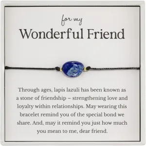RareLove Friendship Bracelet Lapis Lazuli Healing Bracelets for Women,Healing Crystal Best Friend Adjustable Beaded Strand Bracelets Protection Long Distance Touch Bracelets