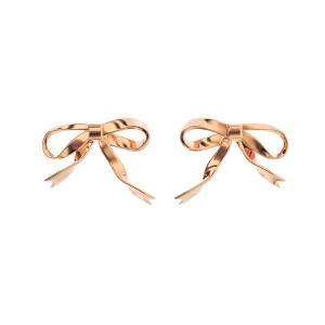 Real 925 Sterling Silver Bow Stud Earrings for Women Girls Small Ribbon Stud Earrings Bowknot Stud Earring, Rose Gold Plated Bow Stud Earrings for Women