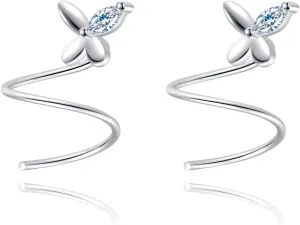 Reffeer Solid 925 Sterling Silver Butterfly Earrings Cuff for Women Teens Butterfly Crawler Earrings Climber Earrings