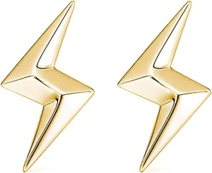 Reffeer Solid 925 Sterling Silver Lightning Earrings Stud for Women Teens Lightning Bolt Studs Earrings Minimalist Post Stud Earrings