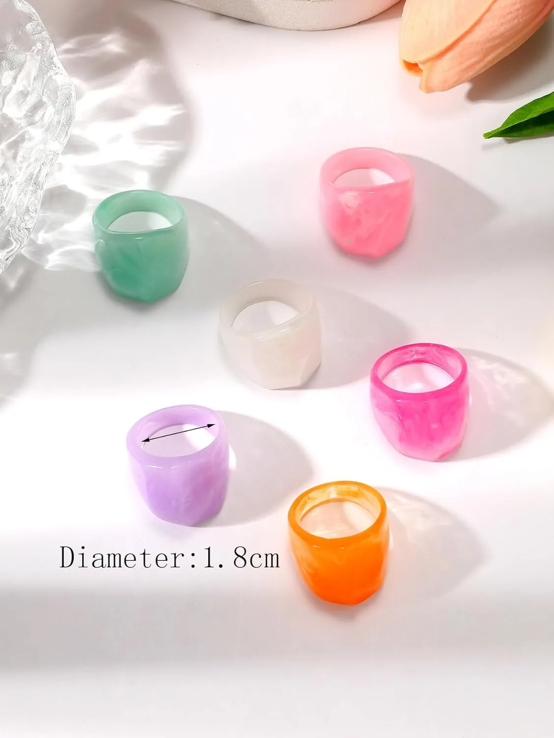 Resin Chunky Rings for Women Multicolor Acrylic Plastic Rings Set Cute Trendy Aesthetic Y2k Statement Rings Thick Dome Heart Knuckle Finger Jewelry
