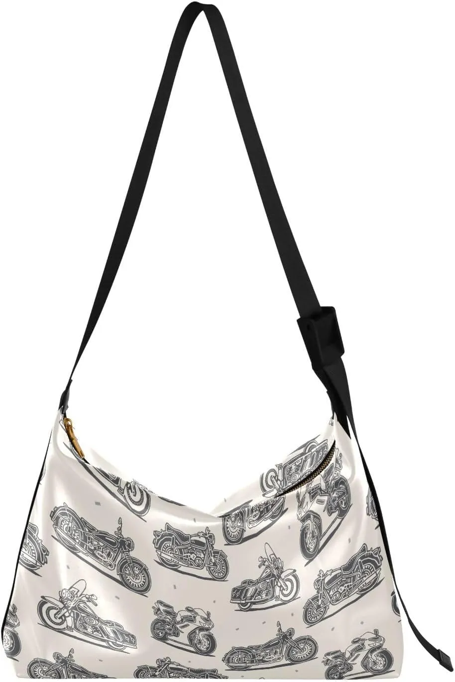 Retro Motorcycles Hobo Crossbody Bags for Women Leather Large Shoulder Bag Cross Body Drawings Trendy Womens Tote Bags Handbag for Travel Work Shopping