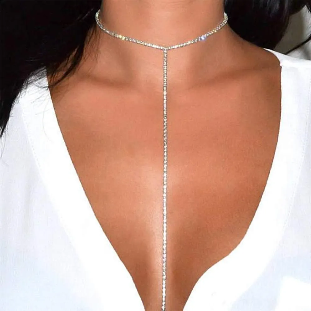 Rhinestone Choker Necklaces Silver Sparkly Diamond Choker Crystal Necklace for Women