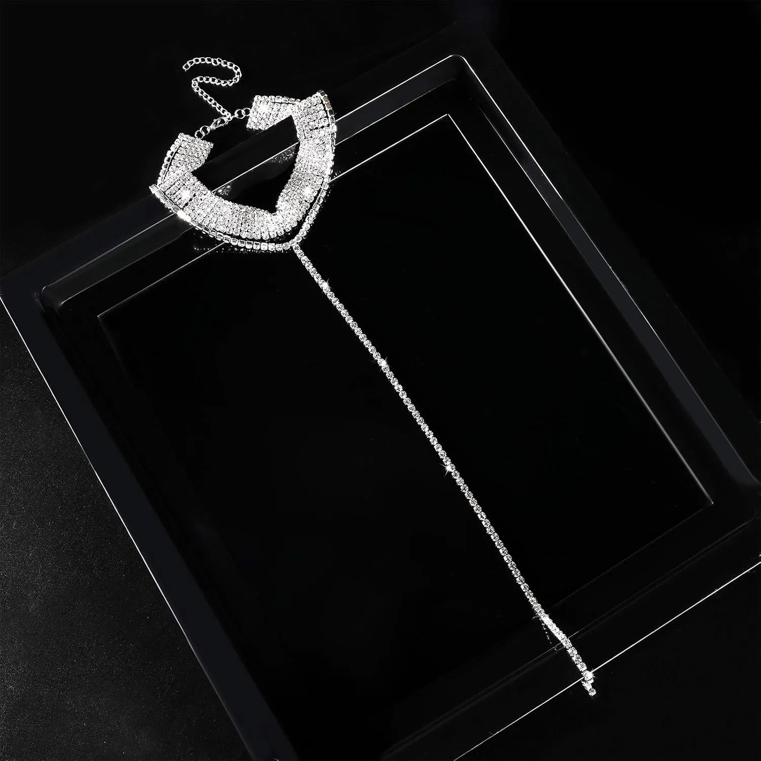 Rhinestone Choker Necklaces Silver Sparkly Diamond Choker Crystal Necklace for Women