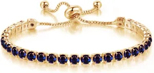 Rhinestone Tennis Chain Bracelets Gold Silver Plated Colorful Sparkly Crystal Cubic Zirconia Seed Geometric Adjustable Bracelets for Women Wedding Bridal Birthday Prom Party Trendy Jewelry Gifts