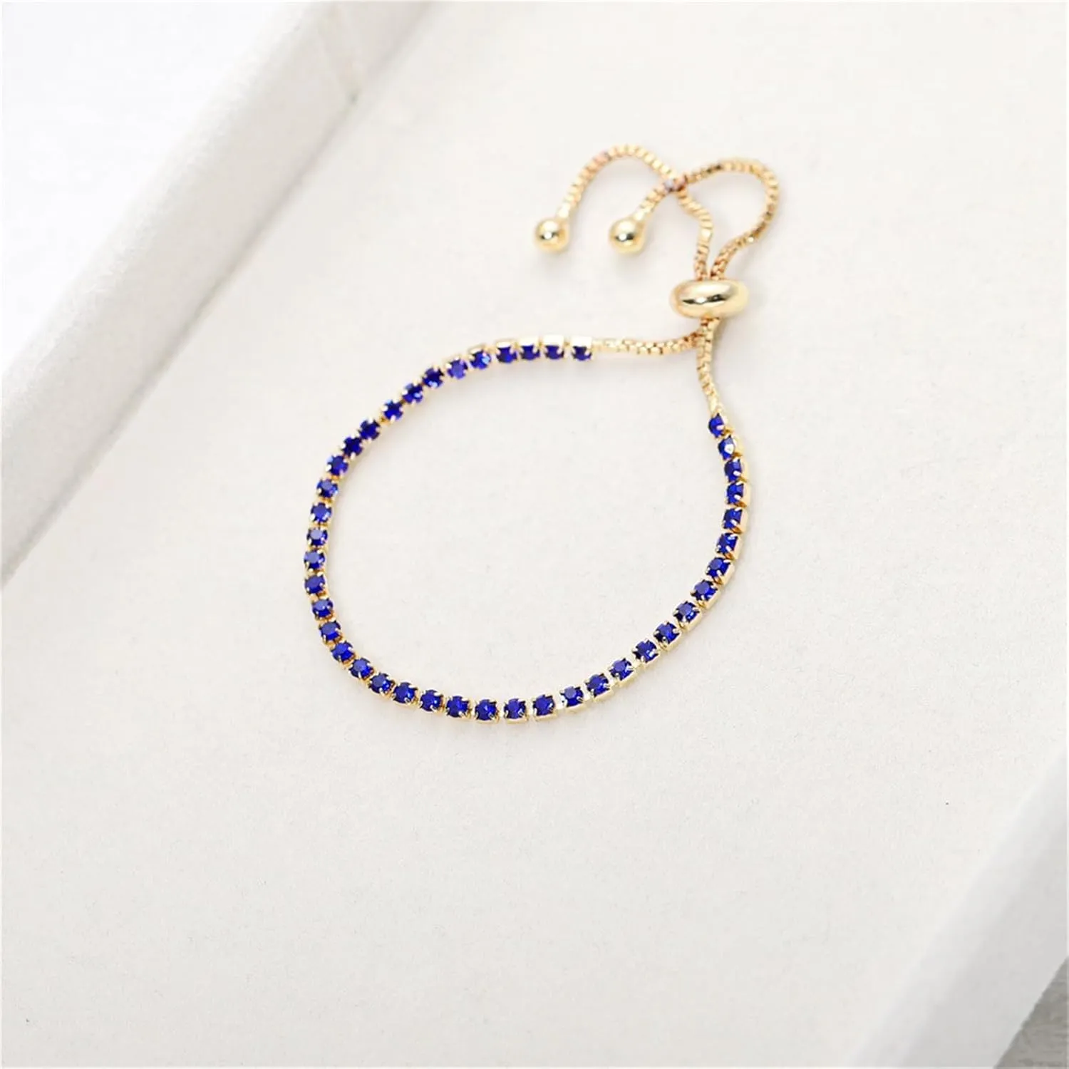 Rhinestone Tennis Chain Bracelets Gold Silver Plated Colorful Sparkly Crystal Cubic Zirconia Seed Geometric Adjustable Bracelets for Women Wedding Bridal Birthday Prom Party Trendy Jewelry Gifts