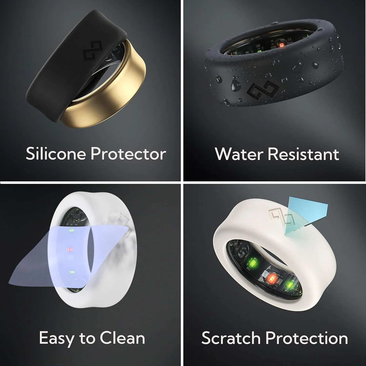 Rinfit Smart Ring Protectors- Fits 8mm and 7mm Smart Rings - Silicone Ring Cover for Working Out - ClassicFit
