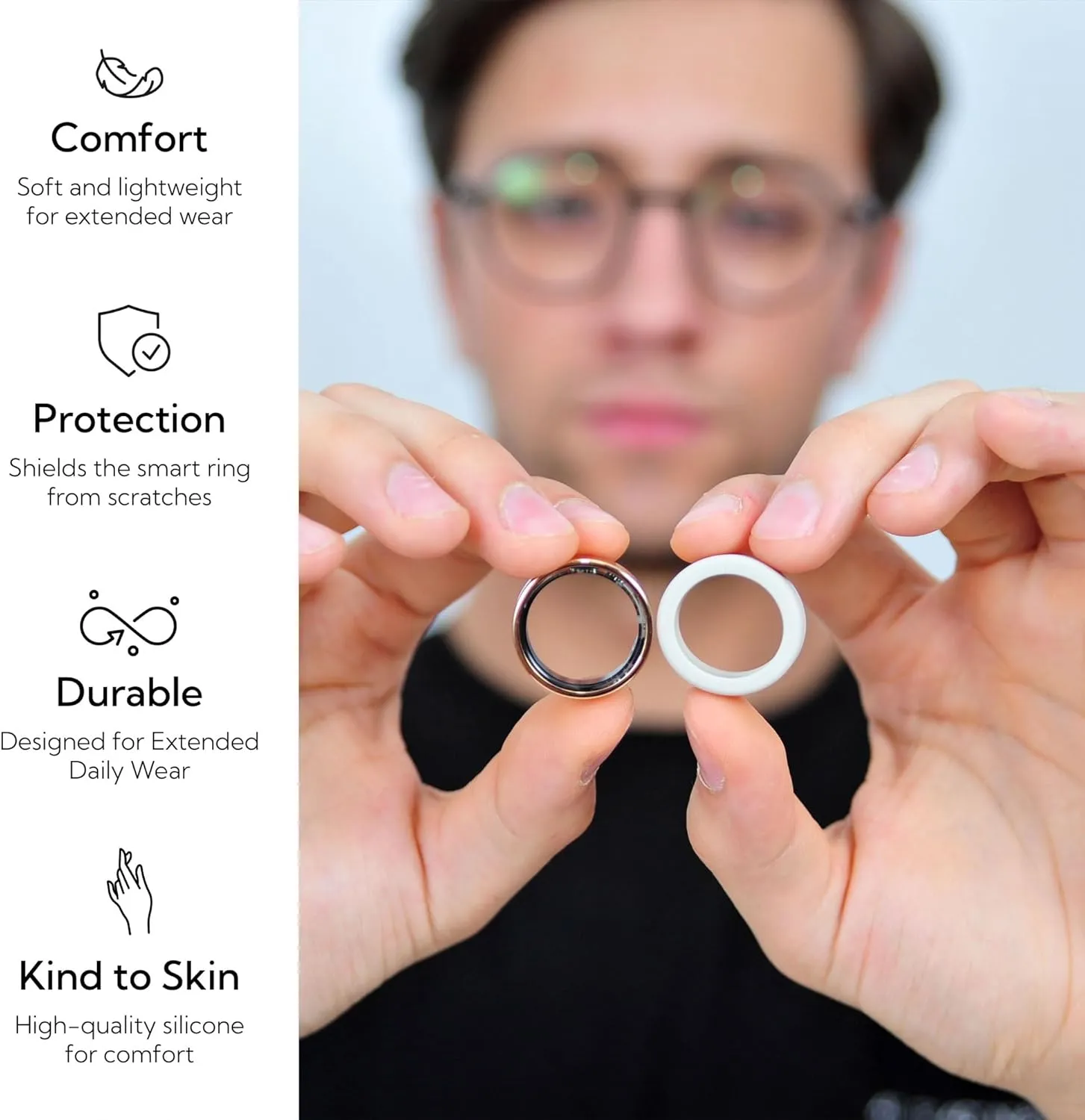 Rinfit Smart Ring Protectors- Fits 8mm and 7mm Smart Rings - Silicone Ring Cover for Working Out - ClassicFit
