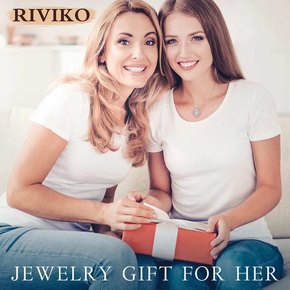 RIVIKO Infinity Heart Symbol Necklace for Women 925 Sterling Silver Love Heart Pendant Valentine's Day Mother's Day Anniversary Birthday Christmas Jewelry Gifts for Women Mom Wife Sister Her Friends