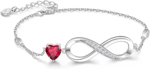RIVIKO Infinity Love Heart Symbol Charm Bracelet for Women 925 Sterling Silver Adjustable Birthday Valentines Day Christmas Mothers Day Jewelry Gift for Mom Women Wife Her Friends