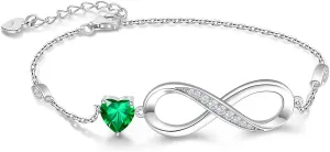 RIVIKO Infinity Love Heart Symbol Charm Bracelet for Women 925 Sterling Silver Adjustable Birthday Valentines Day Christmas Mothers Day Jewelry Gift for Mom Women Wife Her Friends