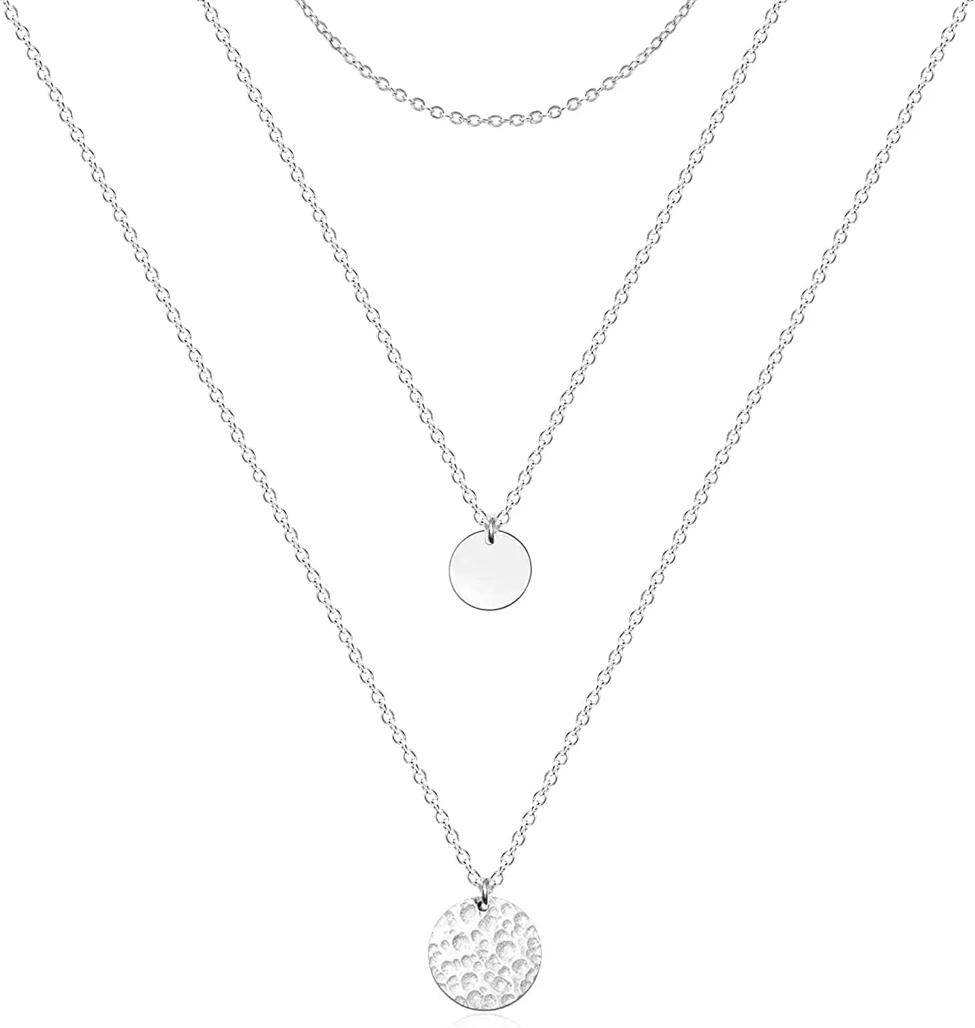 Roe Dolph Layered Choker Necklace Dainty Handmade Pendant Necklace Women Trendy Stuff Under 5 Dollar Items Multilayer Bar Disc Necklace Adjustable Choker Necklaces for Women Gifts