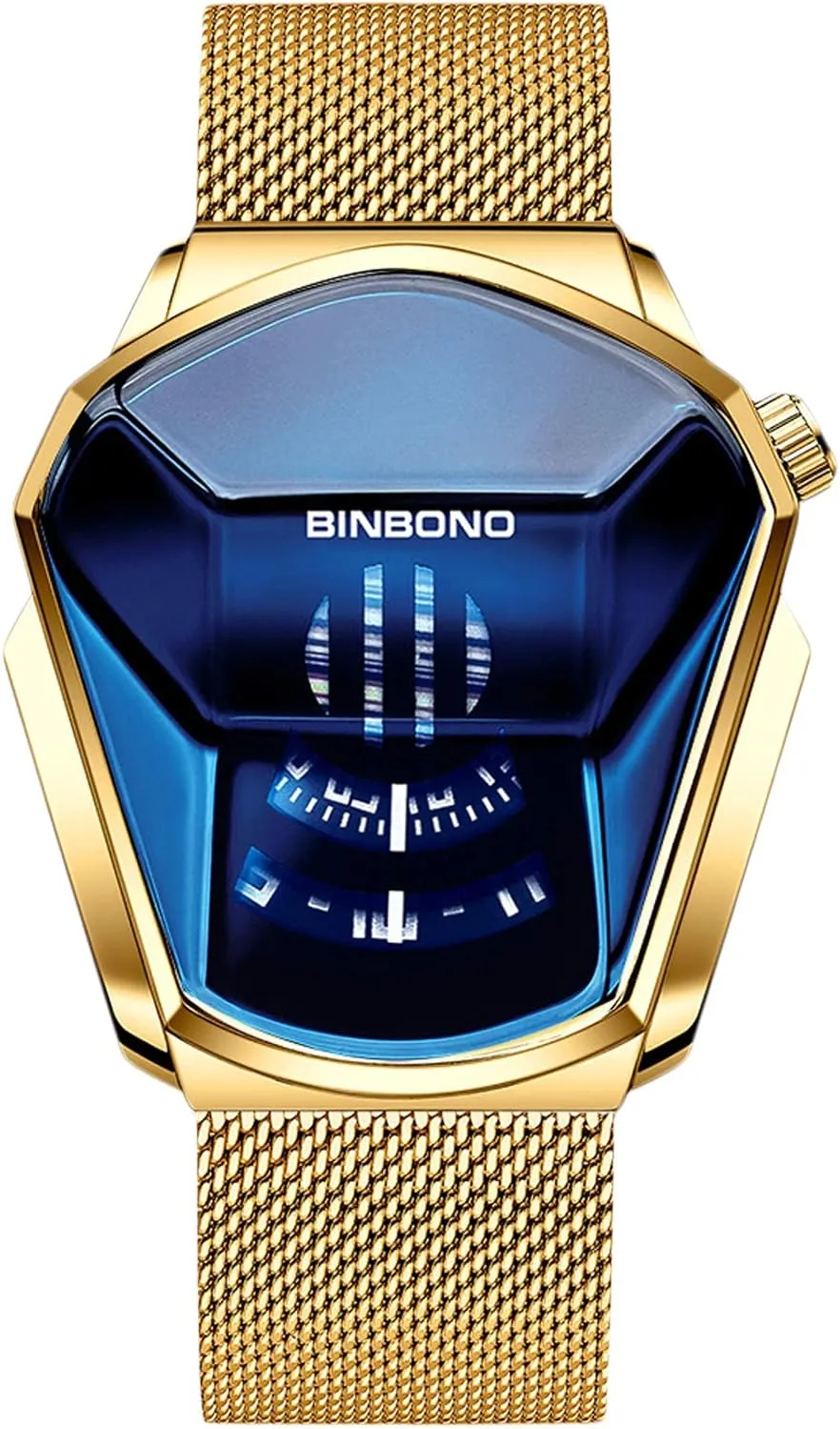 RORIOS Fashion Men's Watches Analog Quartz Watch Cool Creative Wristwatch with Stainless Steel Mesh Brecelet Sport Watch for Men