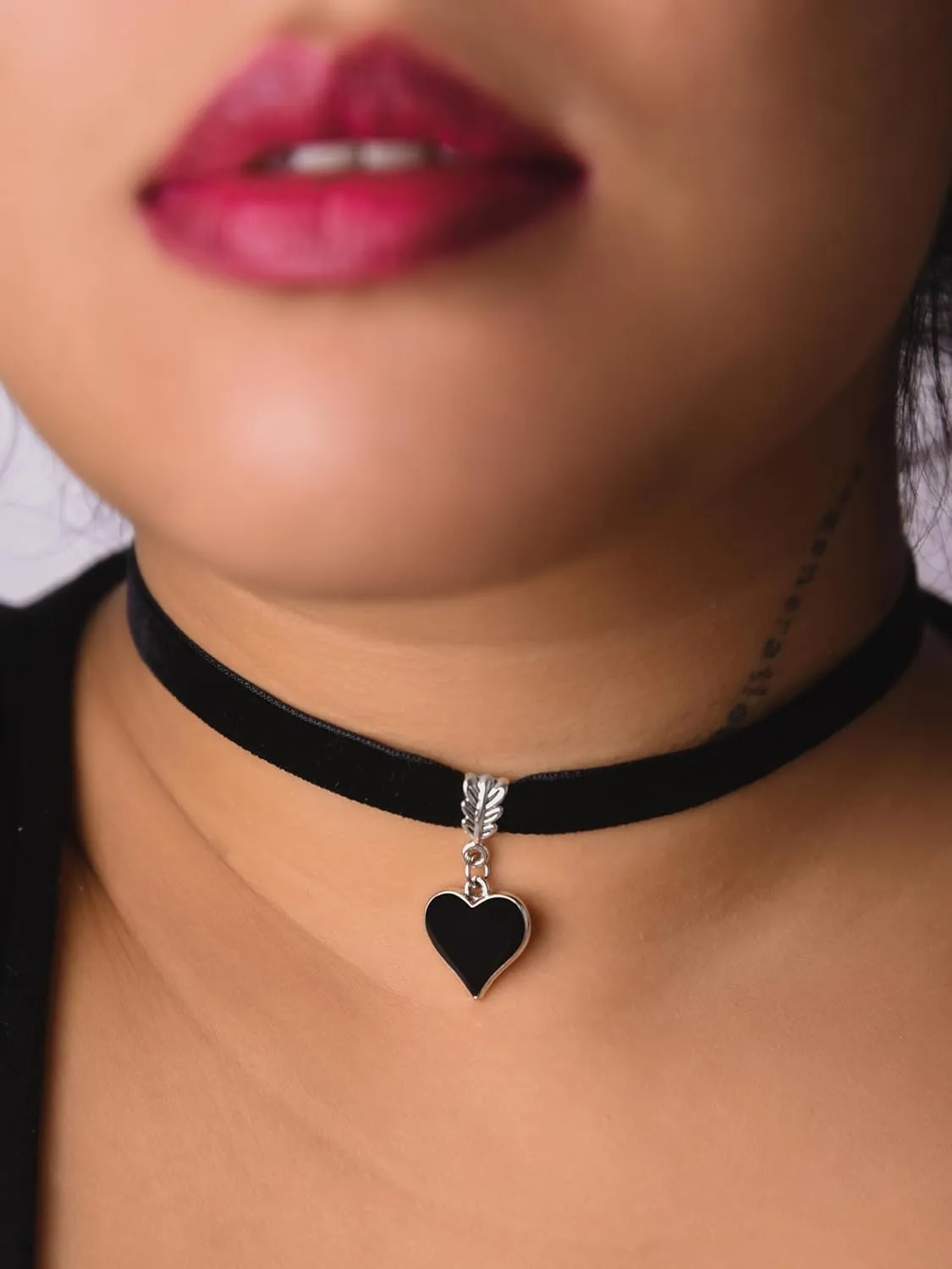 Sacina Black Heart Choker, Black Choker, Gothic Vintage Necklace, Valentine Gift, Christmas Jewelry Gift For Women