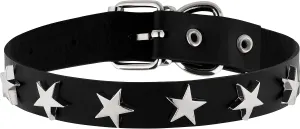 Sacina Gothic Punk Star Necklace, Black PU Leather Choker, Unisex, Zinc, Costume Jewelry, Adjustable 16.1 inches, Halloween New Year Gift