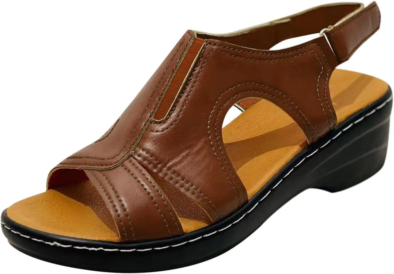 Sandals For Women Casual Roman Shoes Mouth Wedge Sandals Beaded for Women Flat Women's Cork Slide Shoes