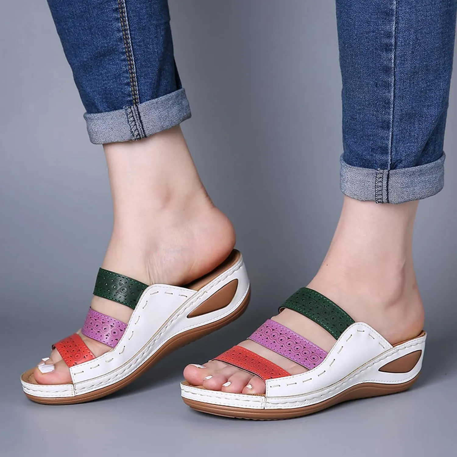 Sandals for Women Dressy Summer, Womens Sandals Orthopedic Open Toe Sandals Retro Anti Slip Comfy Breathable Shoes