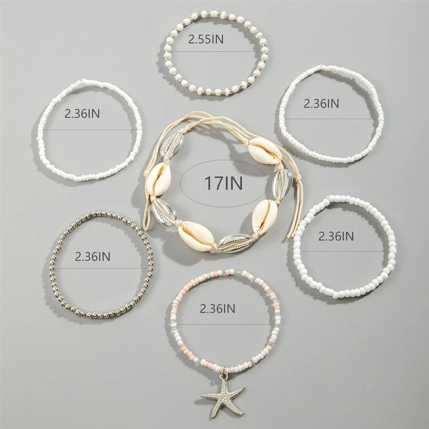 Seashell Bracelet for Women Starfish Bracelet Starfish Handmade Waterproof Stretch for Summer Beach Surfers Sea Shell Bracelets Jewelry
