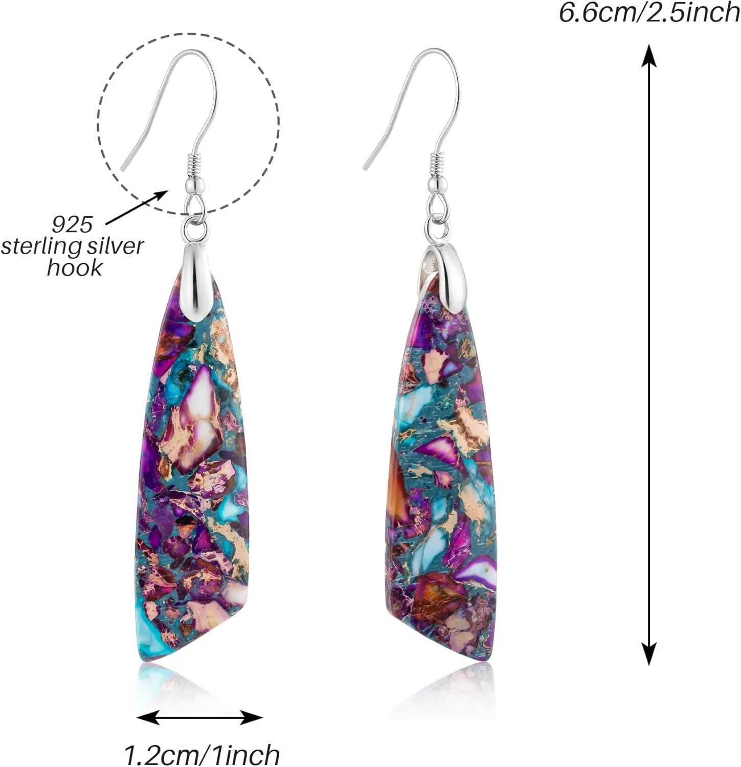 SELOVO Jasper Stone Earrings for Women Trendy Dangle Earrings Fishhook Drop Earrings