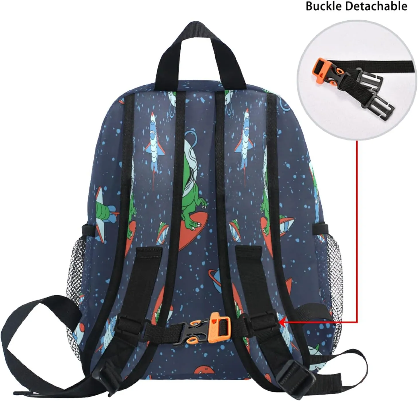 senya Astronaut Dinosaur Kids Backpack with Chest Clip, Toddler Schoolbag Preschool Bag for Girls Boys