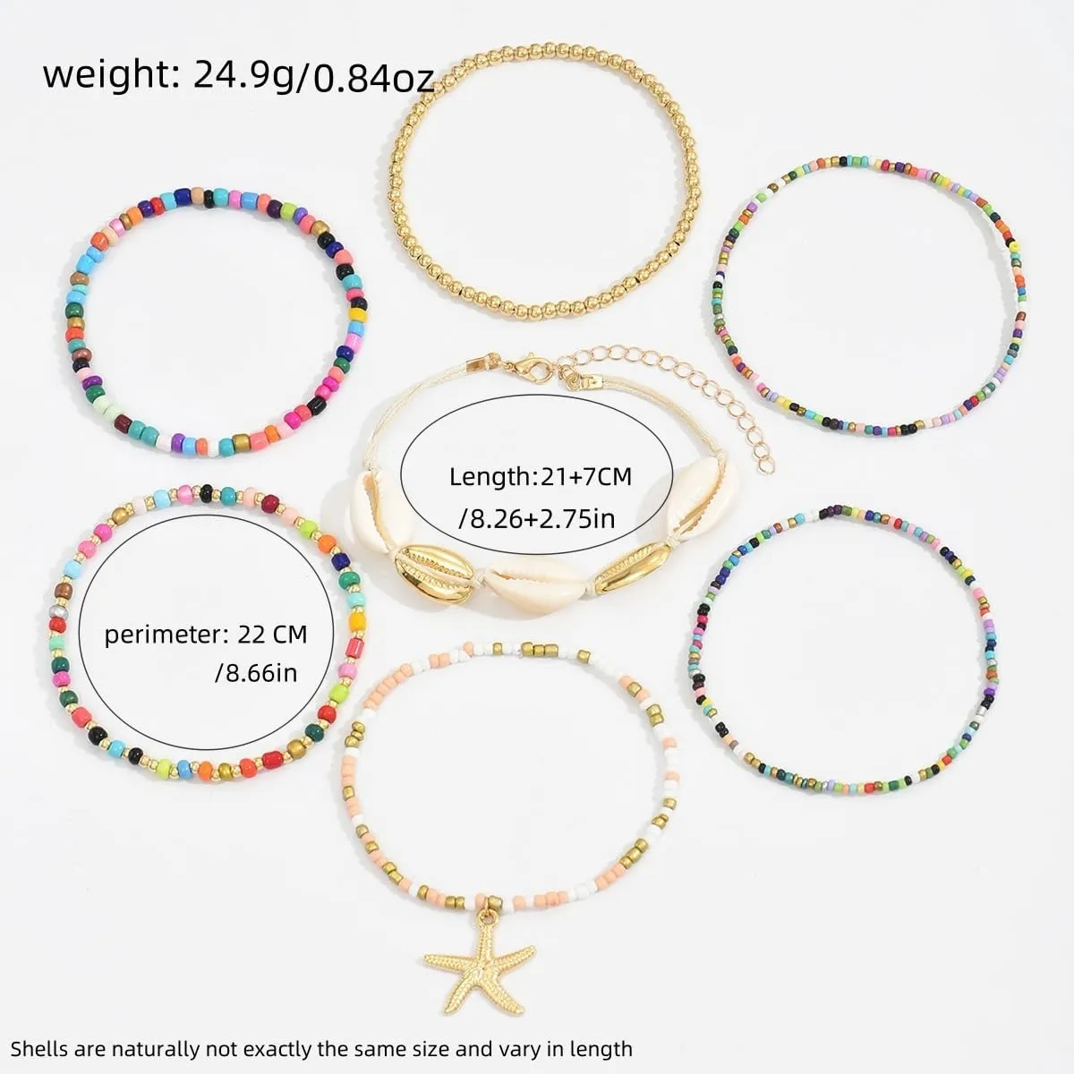 Shell Bracelets for Women Boho Layered Beaded Seashell Bracelets Colorful Stackable Puka Shell Bracelet Summer Beach Surfer Starfish Bracelets Jewelry Accessories for Women