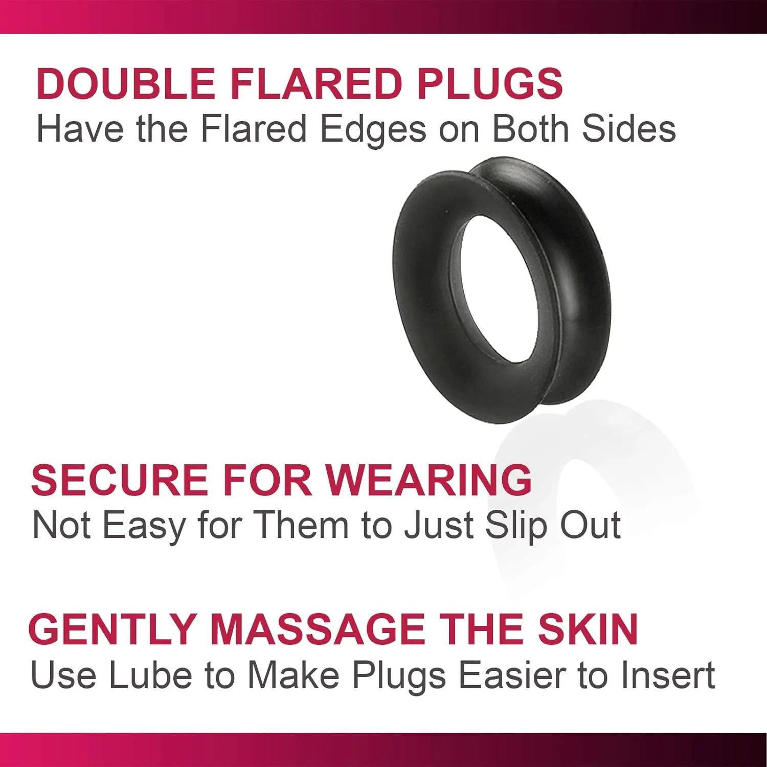 Silicone Double Flared Ear Plugs - Sold as a Pair