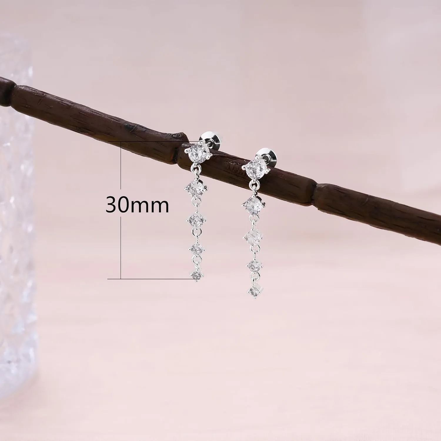 Silver Earrings for Women,Dainty Dangle Earrings Silver Plated Drop Earrings for Women Trendy Hypoallergenic CZ Stud Earrings Wedding Pearl Earrings Dangling Cute Small Hoop Earrings Jewelry